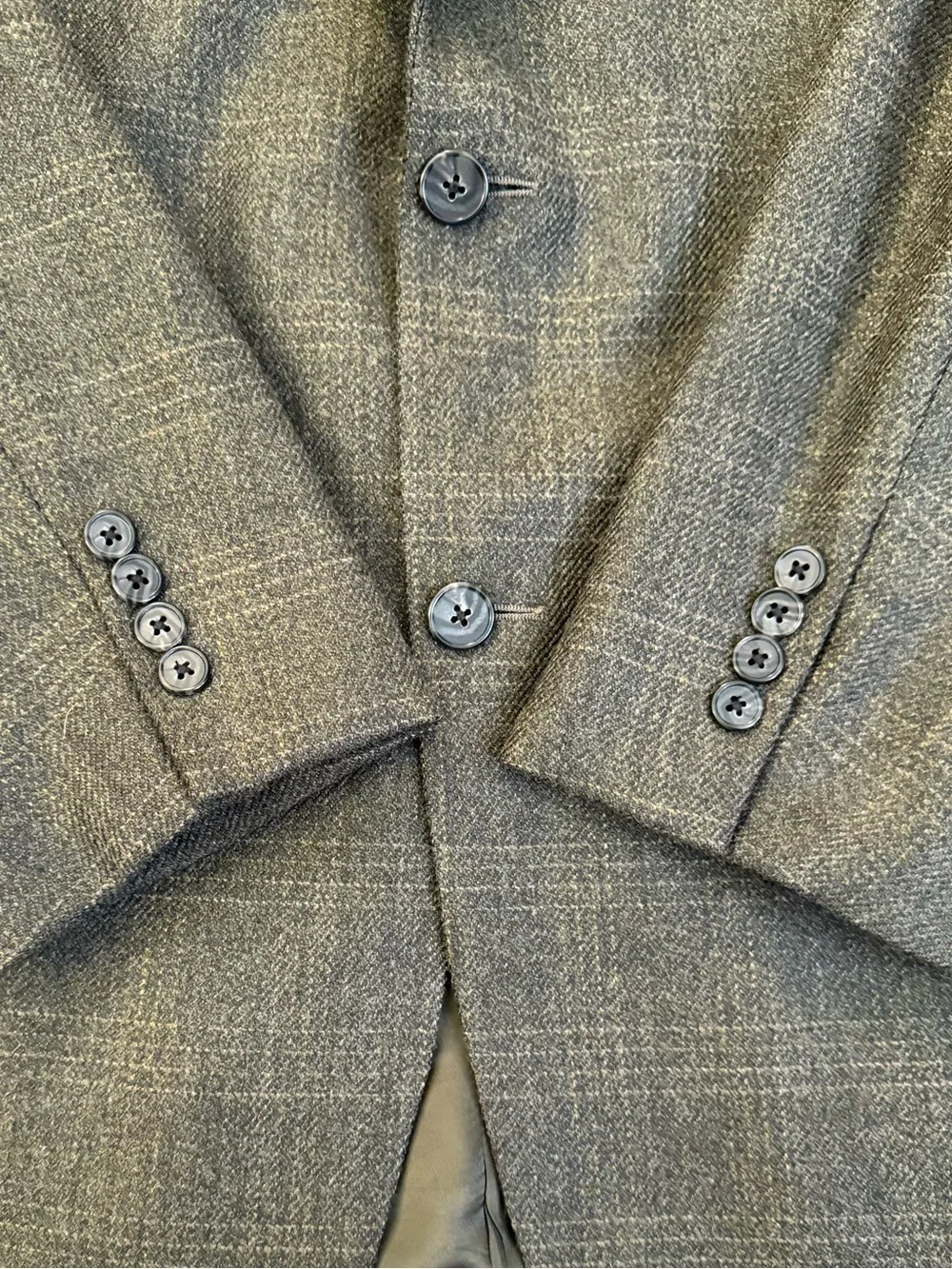 Vintage Joseph Abboud 43R Dark Green Windowpane Plaid Sport Coat Lambswool GFT